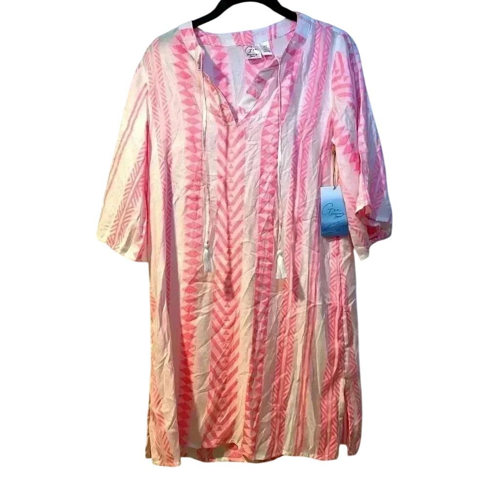 NWT Goa beachwear Pink Aztec Beach Coverup, vacation,‎ summer, beach E55